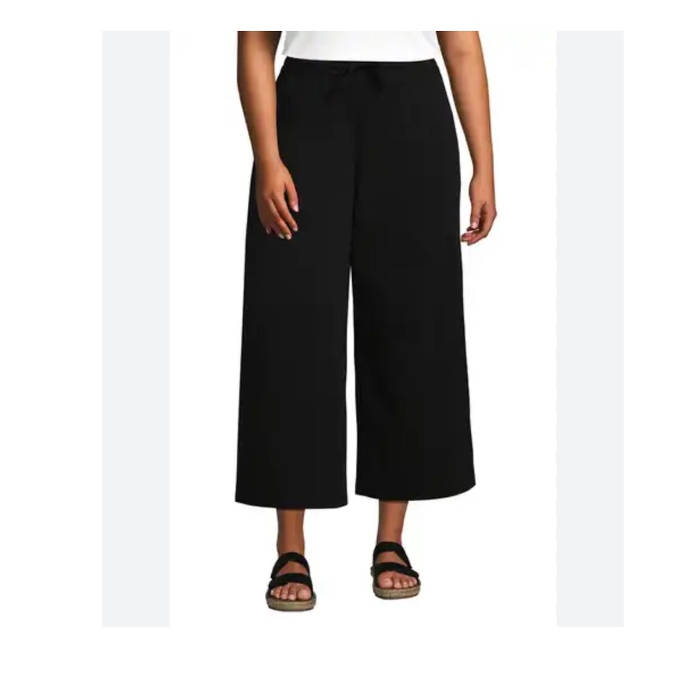 Nine West linen wide leg black crop pants 12